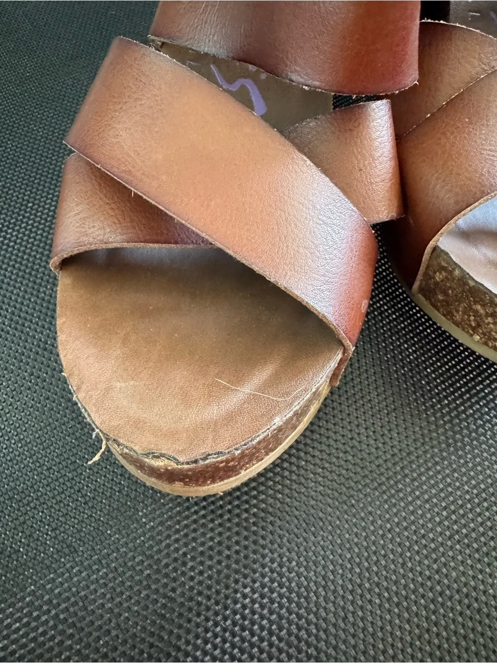 Women's Brown Crisscross Leather Wedge Sandals